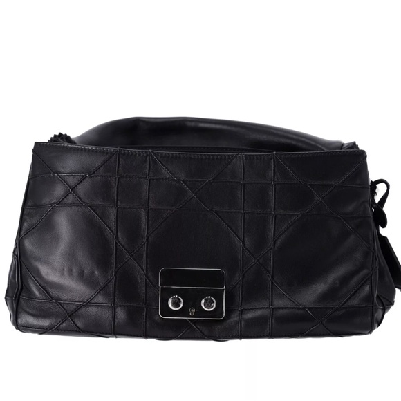 Christian Dior Black Lambskin Leather New Lock Ruffle Flap Shoulder Bag Ruffle - Picture 12 of 15